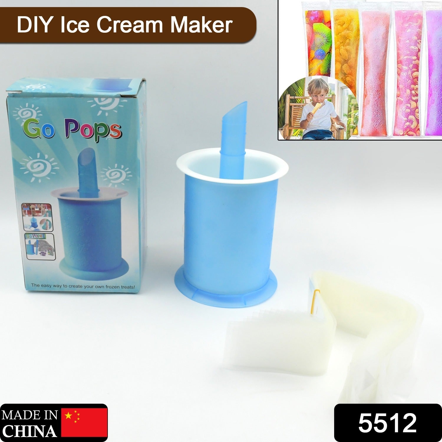 Homemade Popsicle Maker – Manual Ice Cream Mold with 20 Packing Bags, DIY Reusable for Kids & Adults