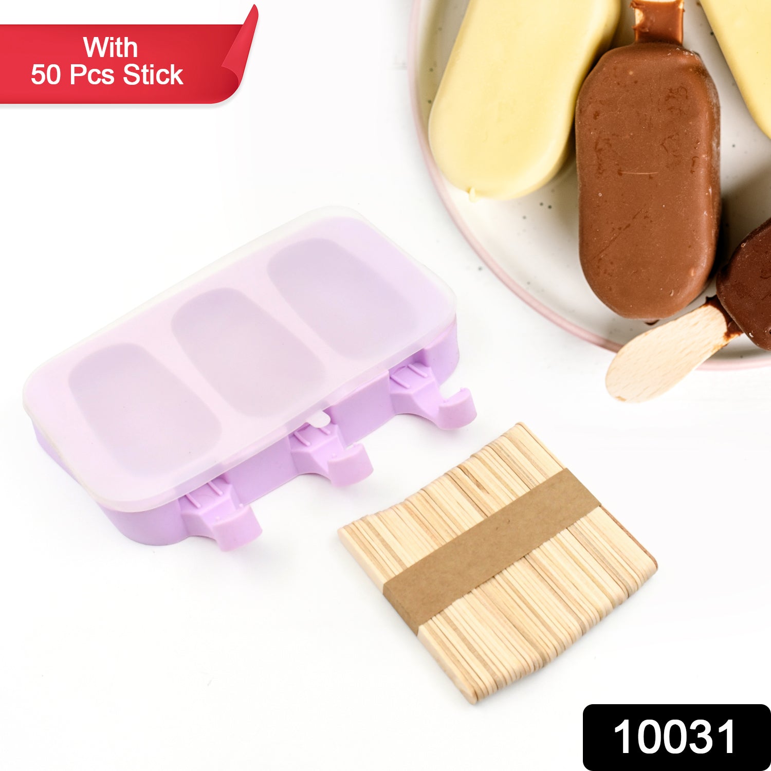 Silicone Popsicle Molds – Ice Pop Maker with Lids & 50 Sticks for DIY Homemade Ice Cream