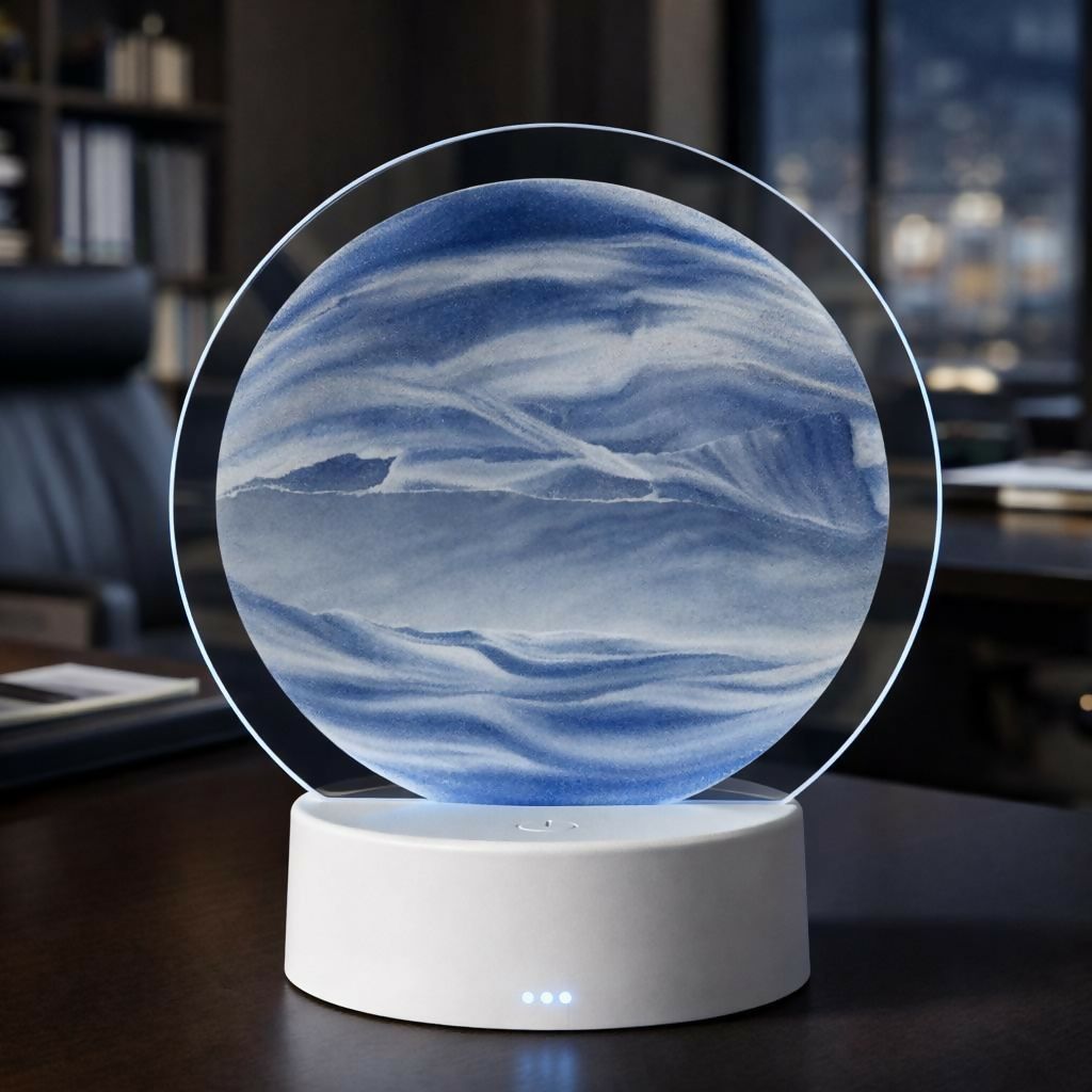 Round Sand Art LED Table Lamp Decorative Night Light