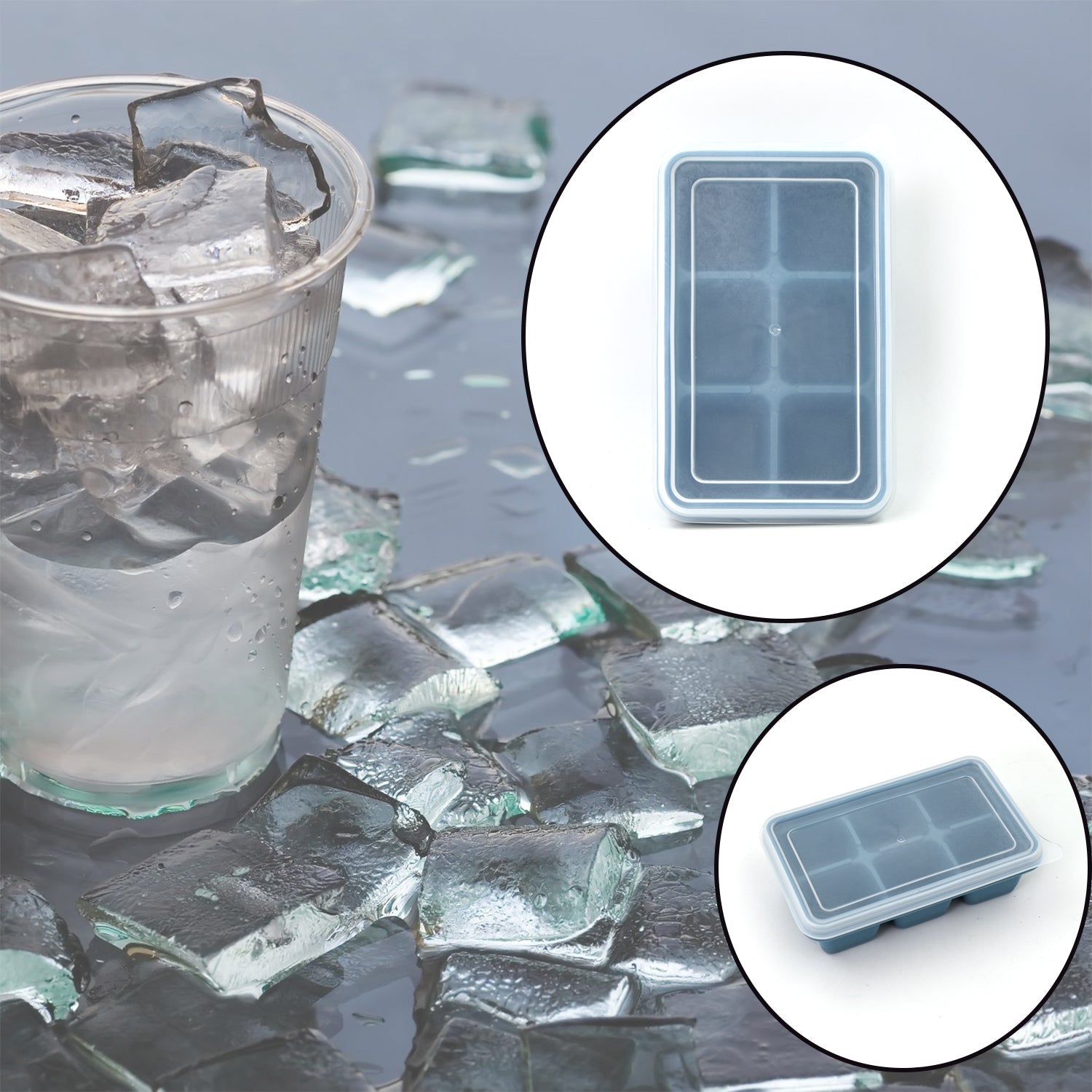 6-Grid Silicone Ice Cube Tray – Reusable Ice Maker for Home Kitchen & Beverage Use