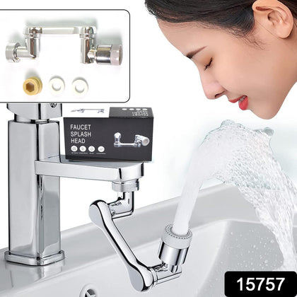 1080° rotating faucet aerator extender installed on a kitchen sink