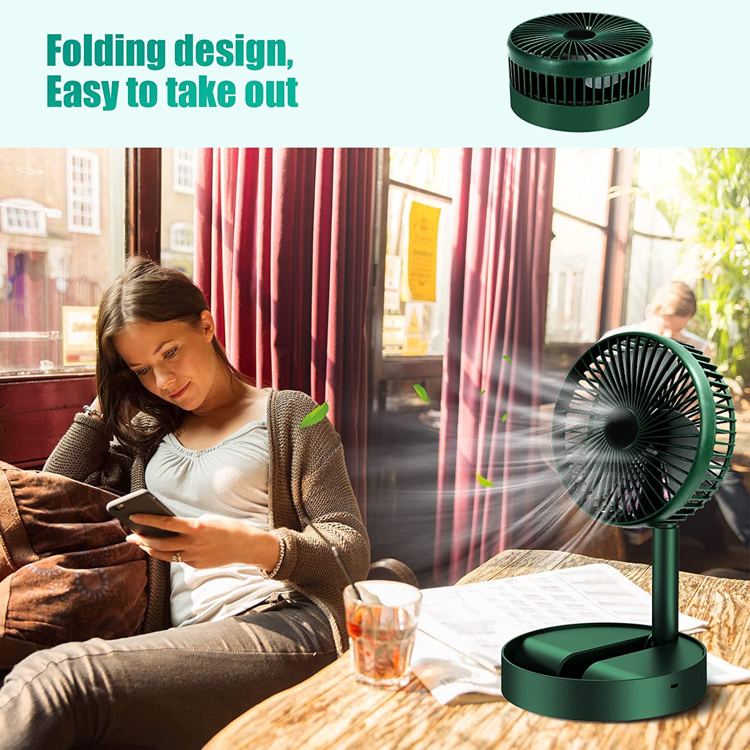 Telescopic Electric Desktop Fan – Height Adjustable, Foldable & Portable Table Fan for Travel & Office (Battery Not Included)