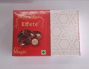 Top-down view of the red and white Effete Choco Magic box, featuring a chocolate-covered wafer bite graphic.