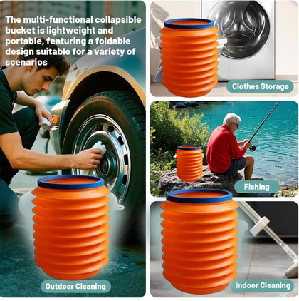 Foldable storage bucket multiuse dustbin with handle