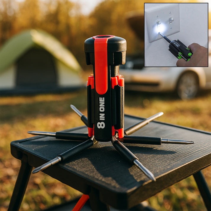 8 In 1 Multi-function Screwdriver Kit With Led Portable Torch