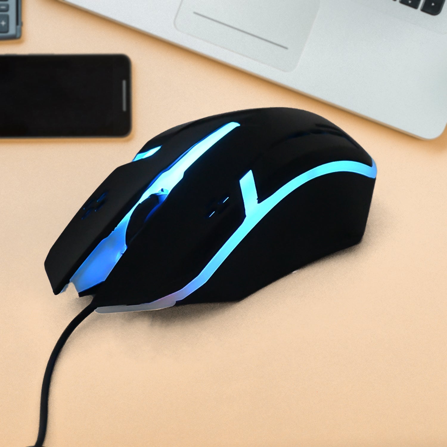 Wukusy Wired Optical USB Mouse side angle