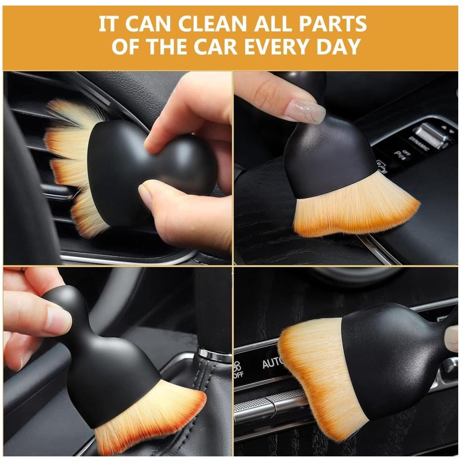 Long retractable car duster extending to clean vehicle roof without scratching paint.