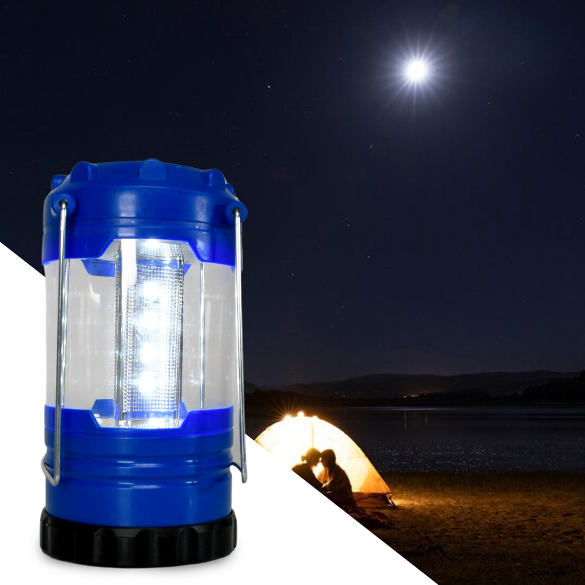 12690 camping lantern hanging from branch outdoors