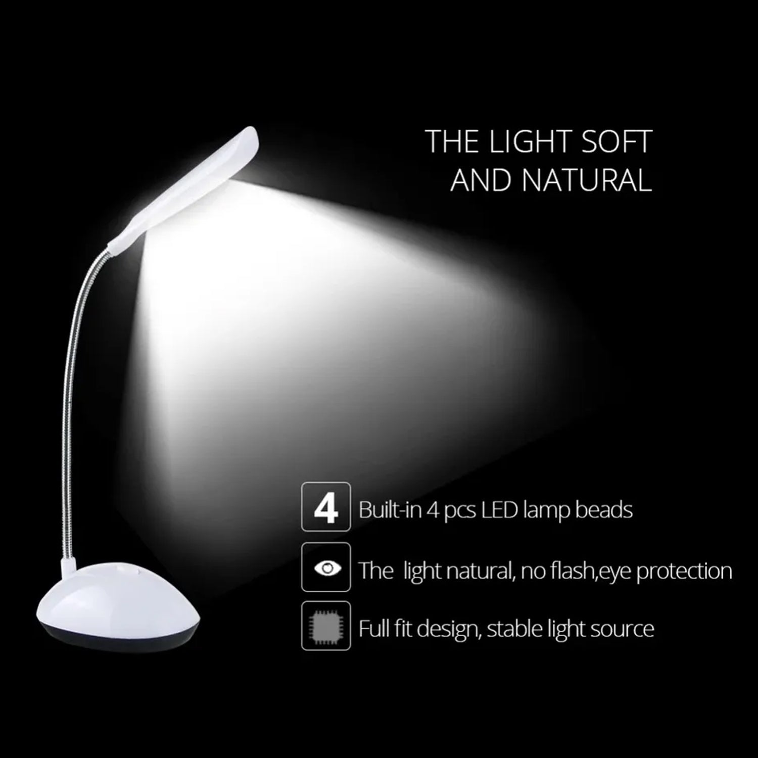 0255a Fashion Wind Led Desk Light Led Lamps Button Control Portable Flexible Neck Eye-caring Table Reading Lights For Readingrelaxationbedtime