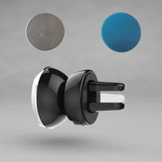 Magnetic phone holder on car dashboard with phone in landscape view