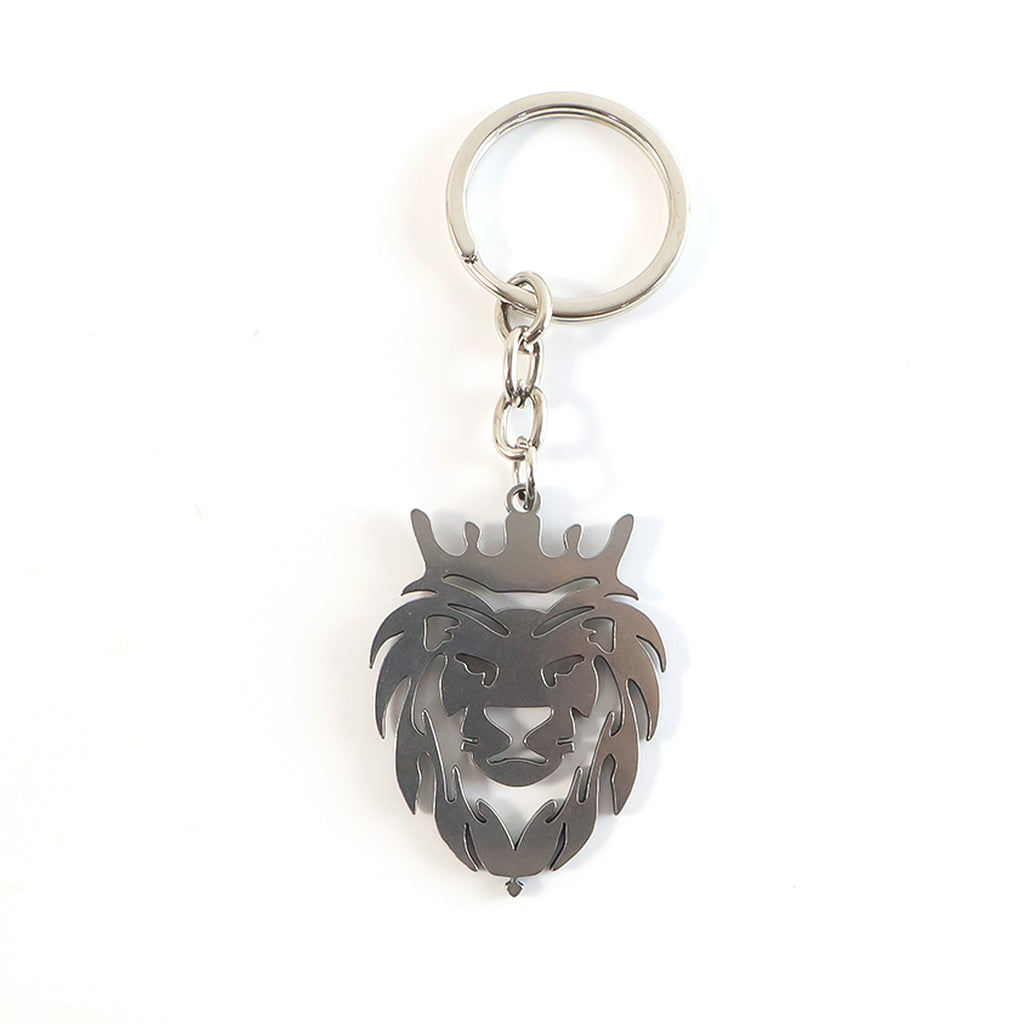 Lion head keychain showing keyring loop detail