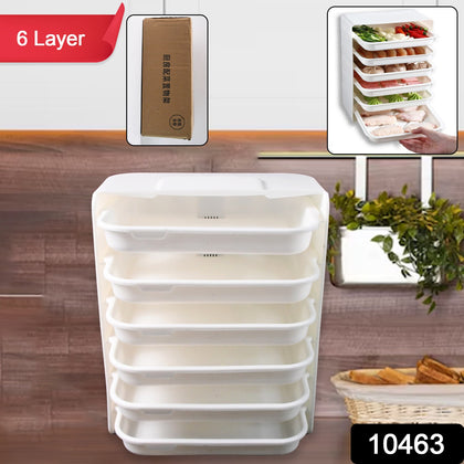 6 layer wall mounted food organizer rack with plates