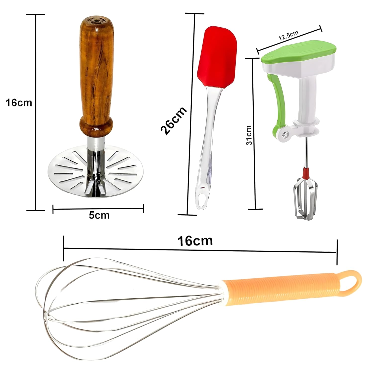 All five versatile tools of the kitchen tools combo displayed together on a clean surface.