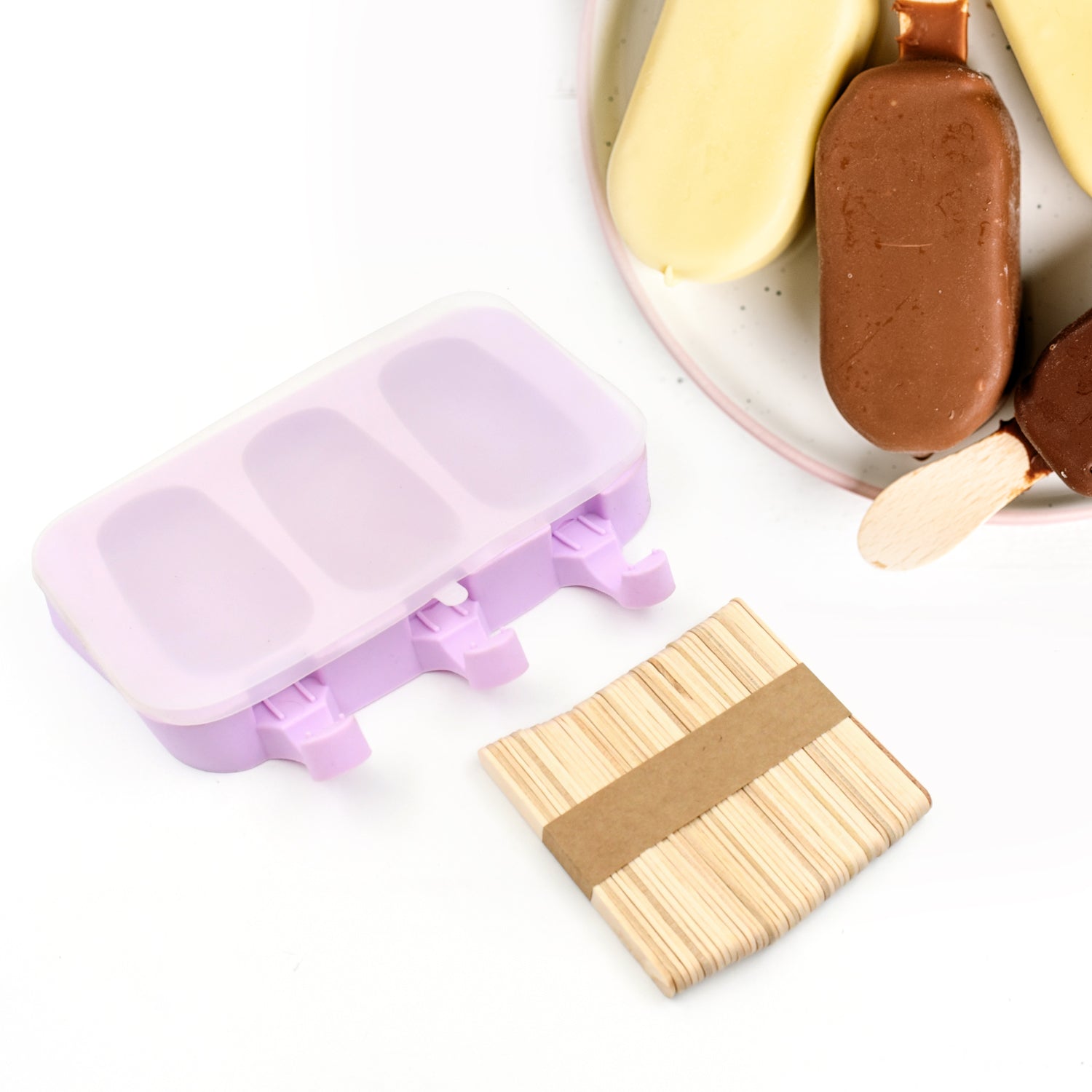 Silicone Popsicle Molds – Ice Pop Maker with Lids & 50 Sticks for DIY Homemade Ice Cream