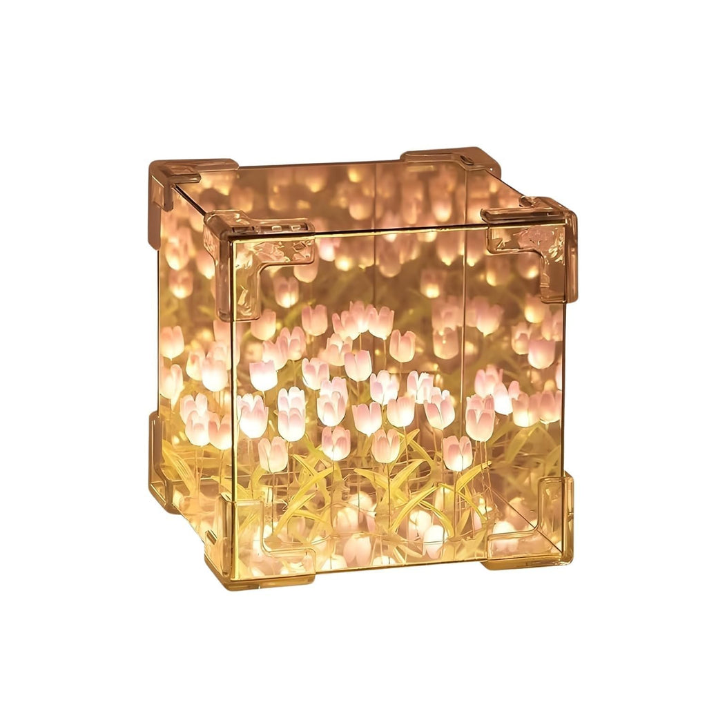 Decorative Tulip Flower Led Cube Night Lamp Set (1 Set  Mix Color)