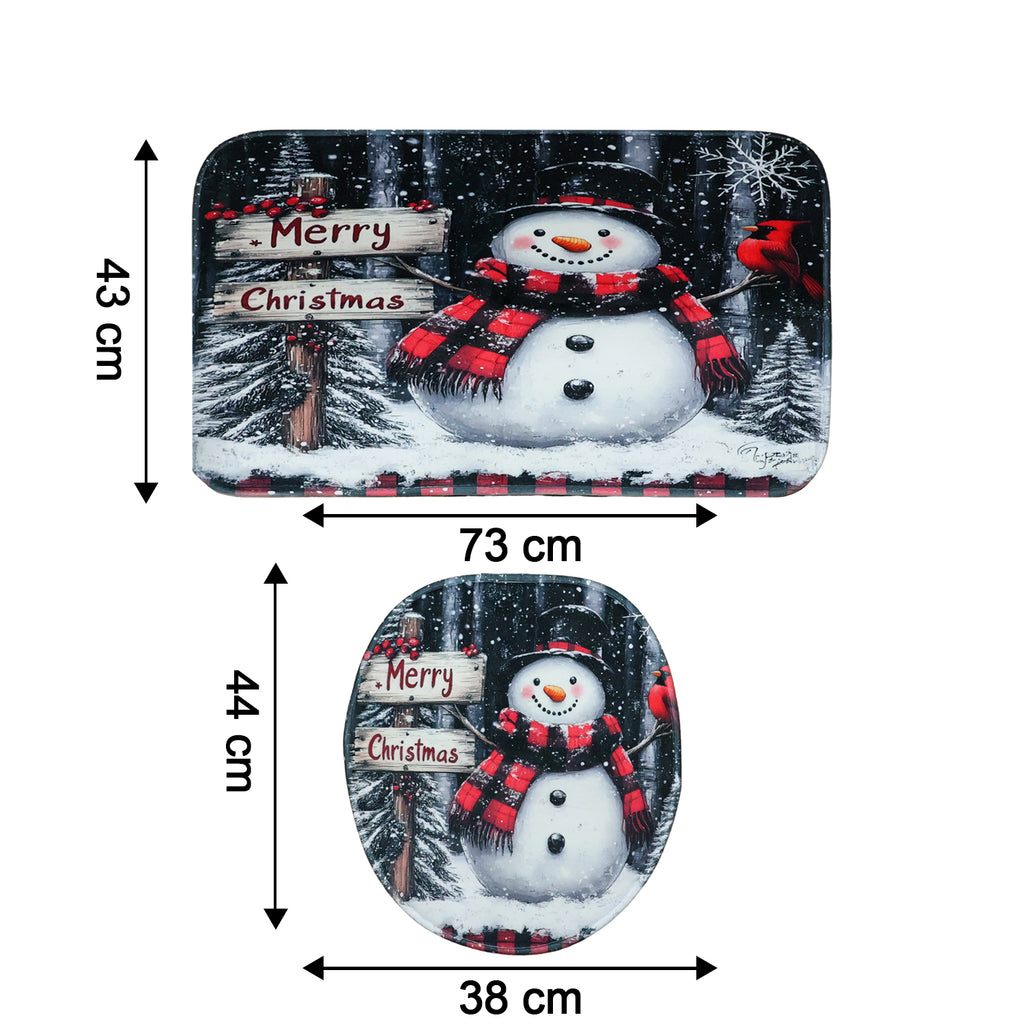 3 In 1 Christmas-themed Bathroom Mat - (1 Set)