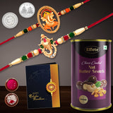 Rakhi Gift Combo – Ganesha Rakhis & Choco Cashews | Wukusy