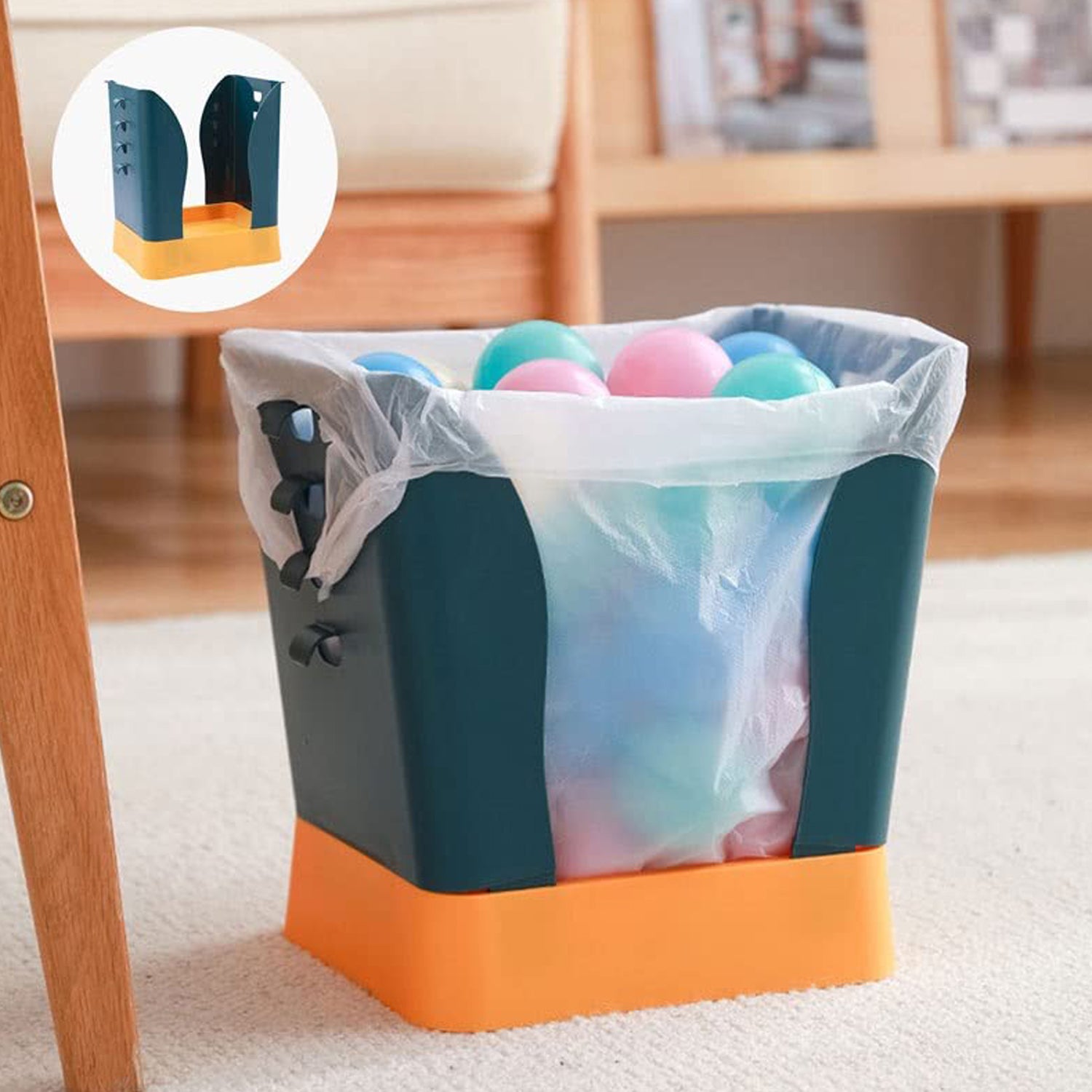 9451 Waste Bin Trash Can Waste Container Expandable Trash Can Plastic Trash Can Plastic Garbage Can Expandable Trash Bag Holder Large Capacity For Kitchen Bathroom Living Room Bedroom Outdoor (1 Pc)