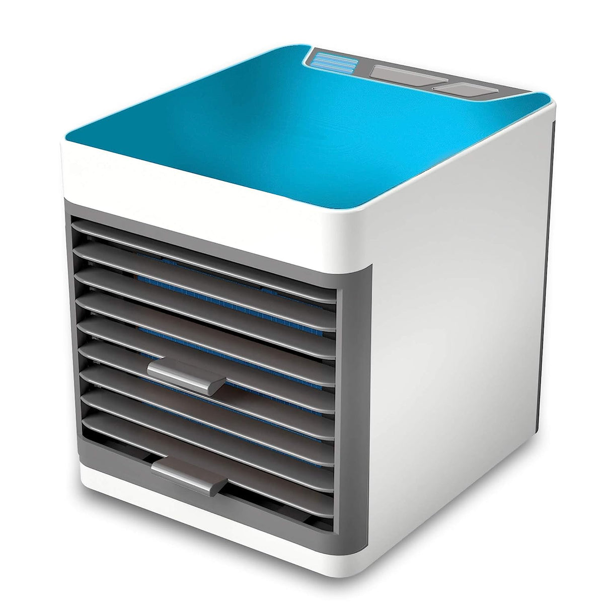 Portable air cooler showing water fill tank