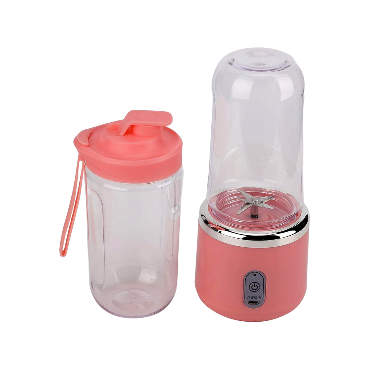 Close-up of the portable blender's powerful 6-blade design