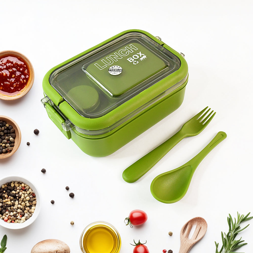 Magic Lunch Box showing spoon and fork set included