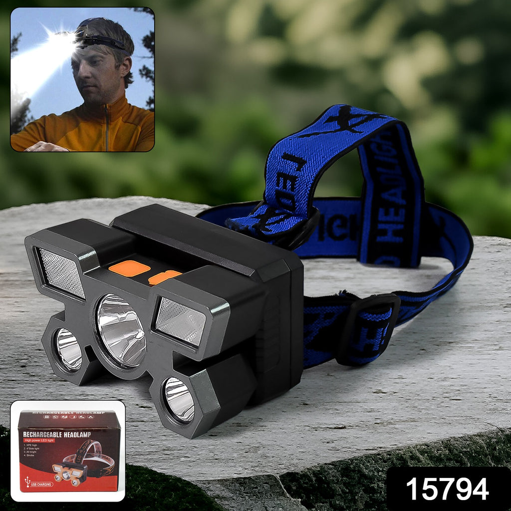 5 LED USB Rechargeable Headlamp front view