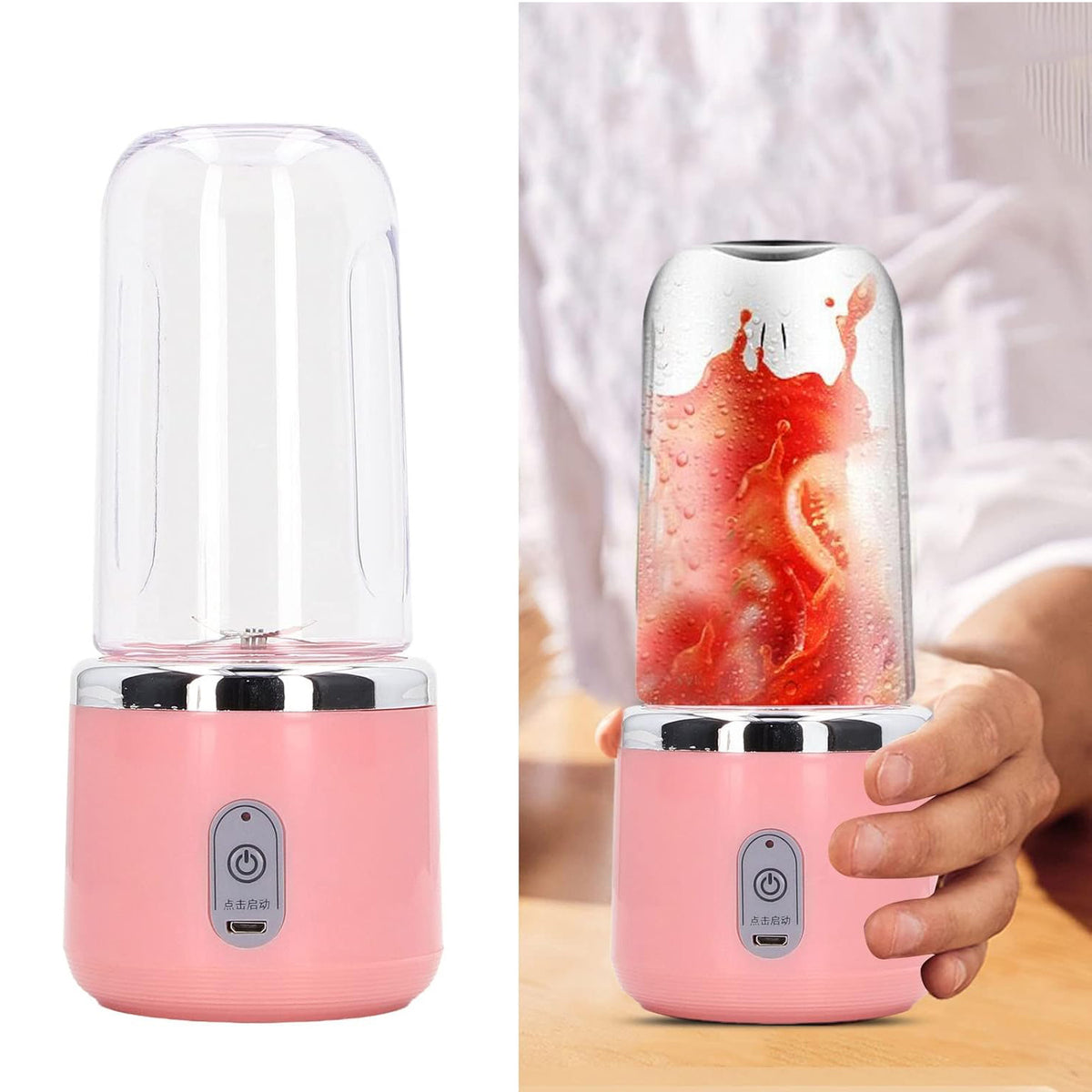 Portable blender showing its convenient USB charging port