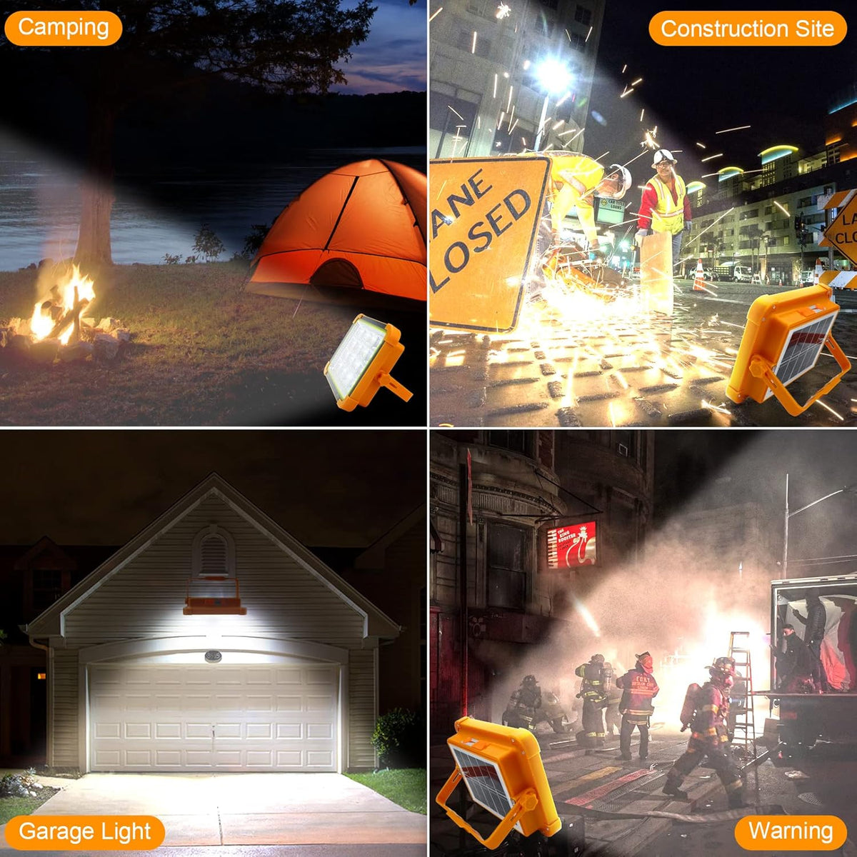 Portable solar floodlight with adjustable handle & stand
