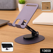 Foldable 360 degree rotatable mobile stand with metallic base