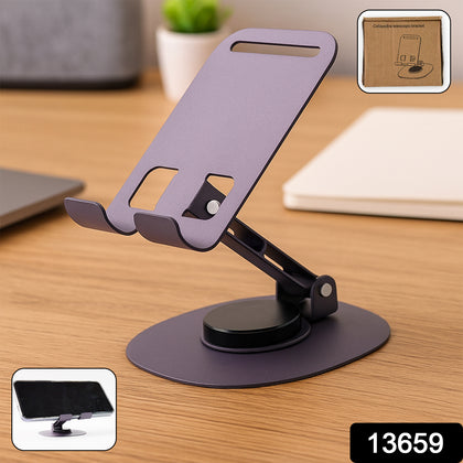 Foldable 360 degree rotatable mobile stand with metallic base