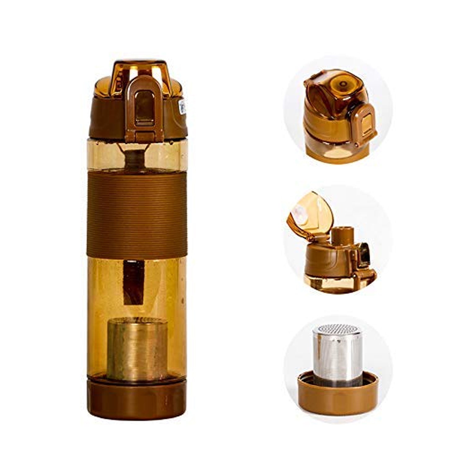 Portable alkaline water bottle showing internal filter system