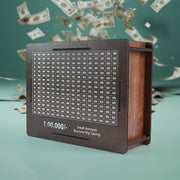 Back view of the detachable wooden piggy bank for easy money retrieval