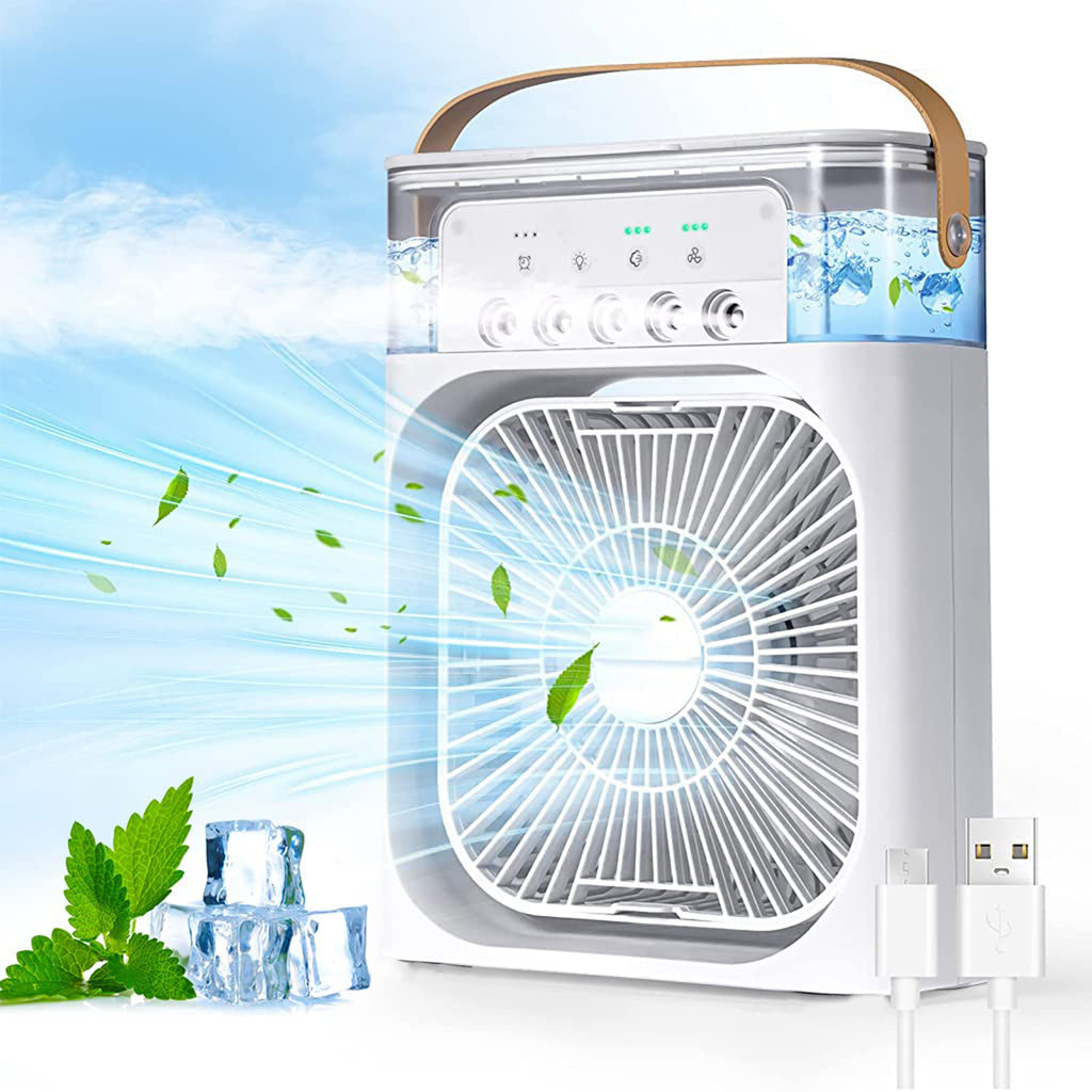 Portable air cooler fan with adjustable vents and USB power