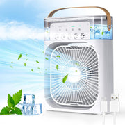 Portable air cooler fan with adjustable vents and USB power
