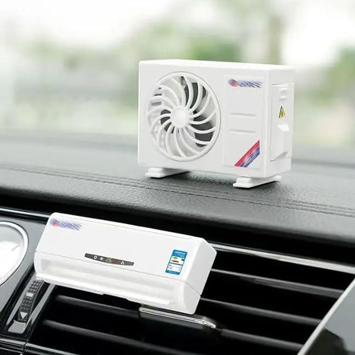 Side view of solar-powered car air freshener showing solar panel