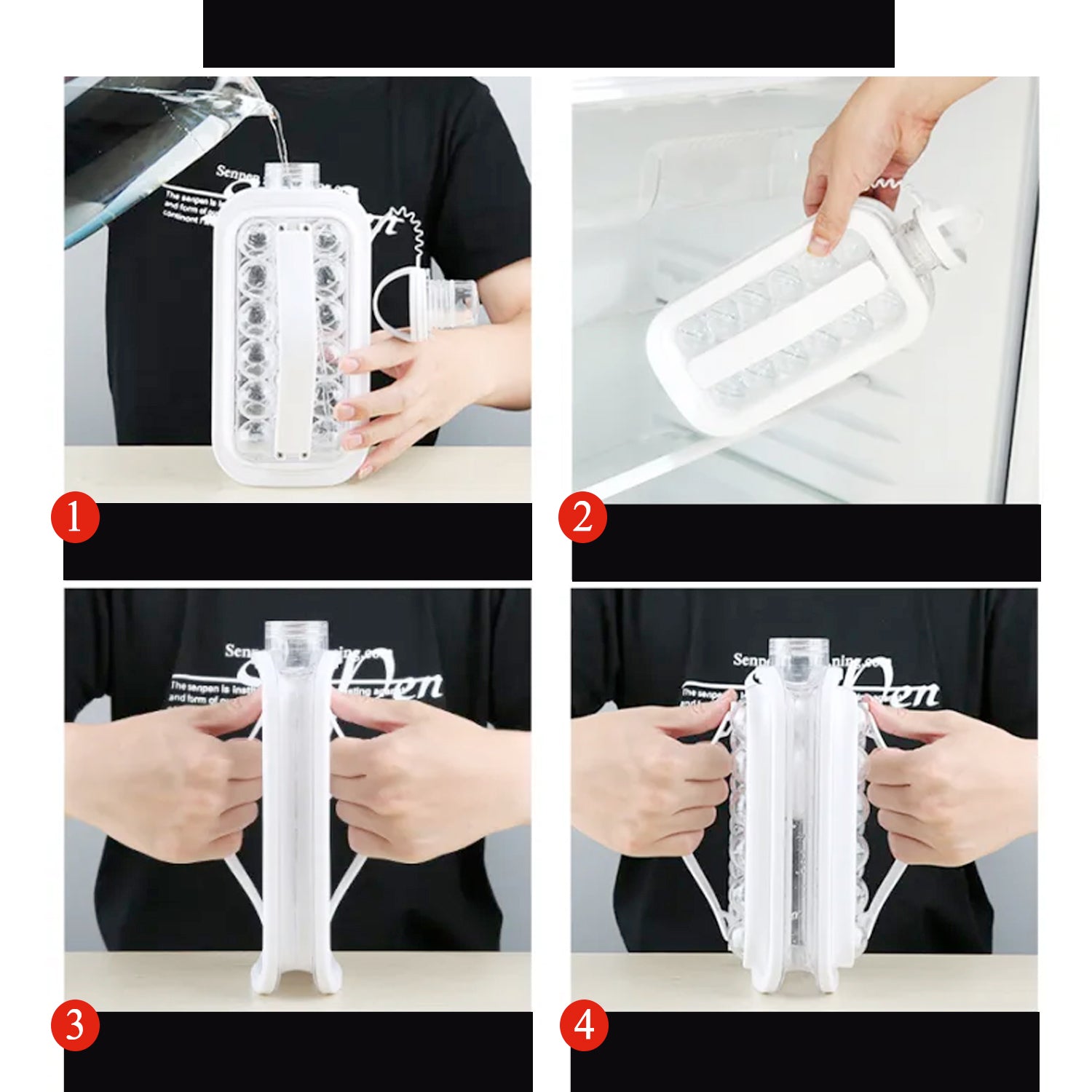 2-in-1 Foldable Ice Cube Tray with Lid – 14 Ice Balls, Bottle Style for Travel & Camping
