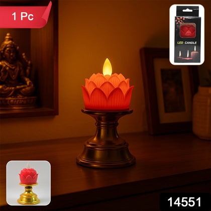 Lotus LED flameless candle with decorative gold holder