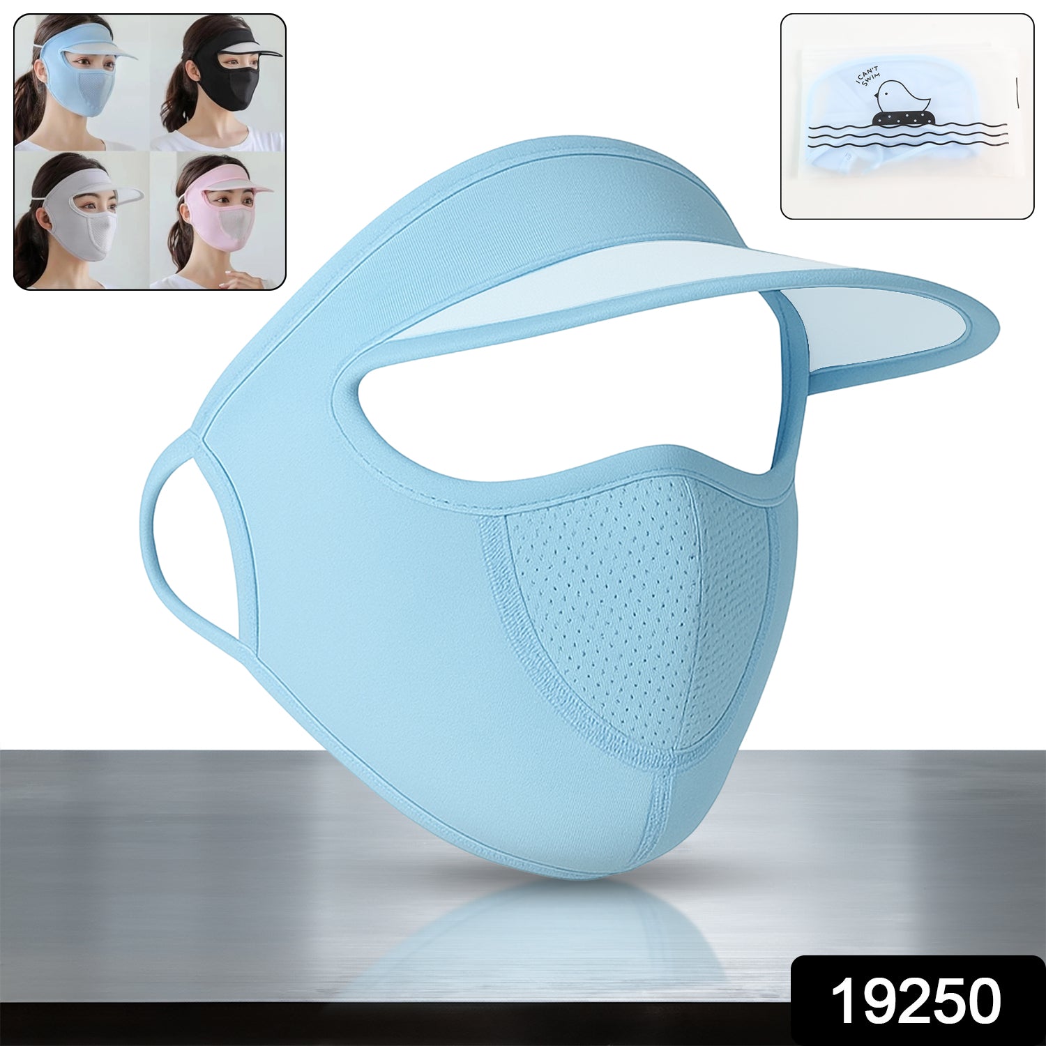 Woman wearing a white Women's UV Protection Cap with full face sun protection and wide brim visor.