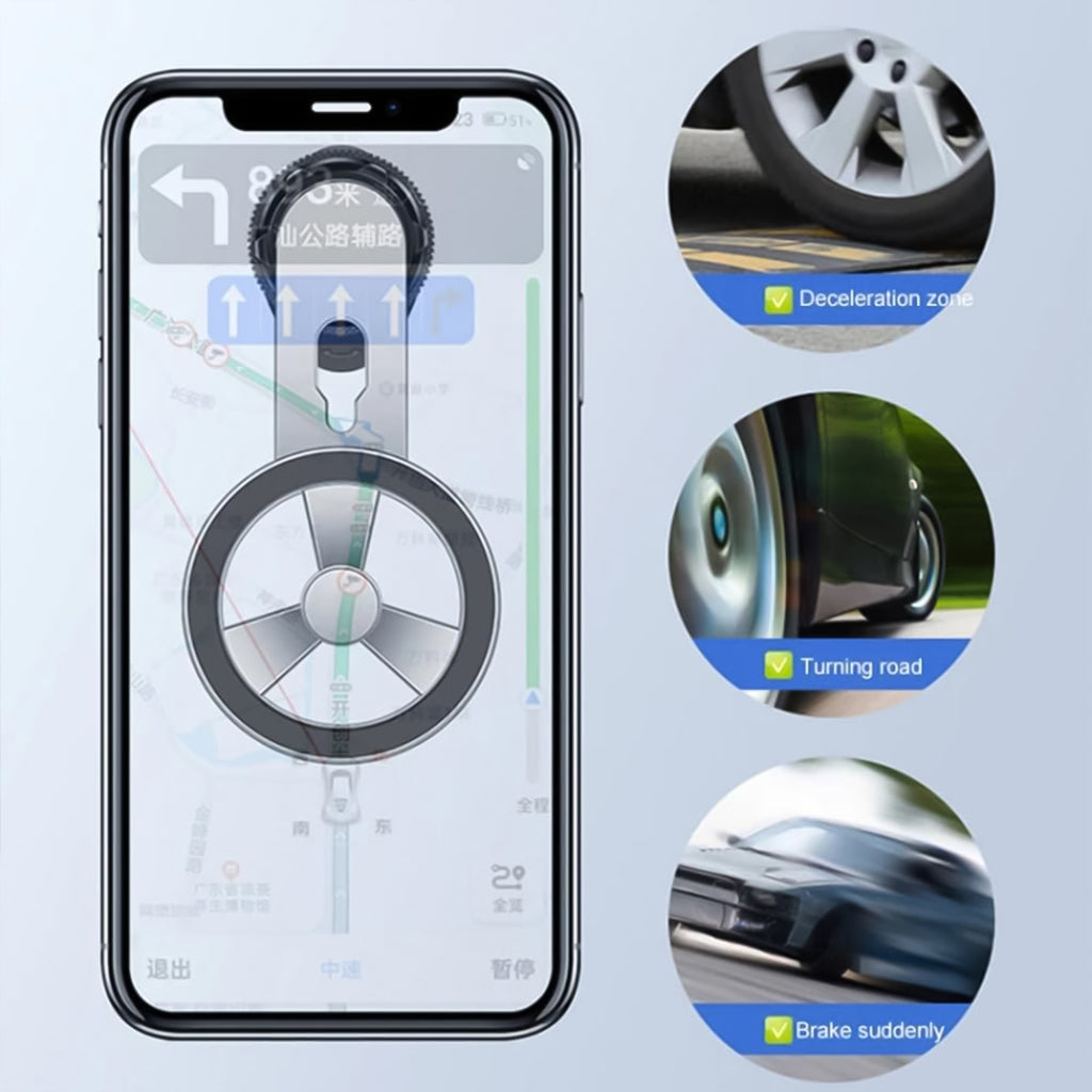 Side view of the magnetic phone holder attached to a car vent