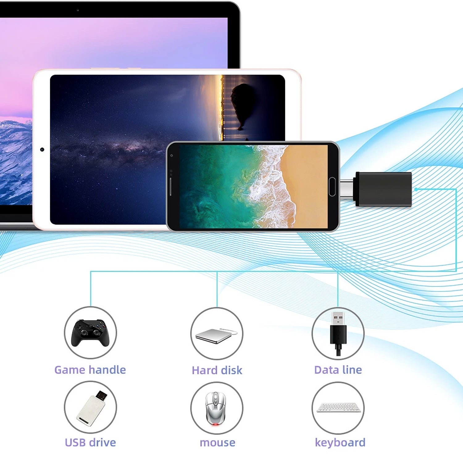 Type-C OTG Adapter Pen Drive in use with device