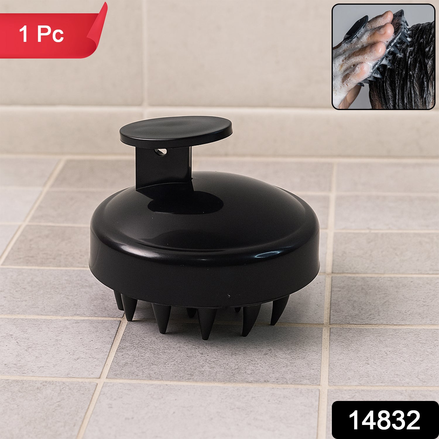 Scalp Massager Shampoo Brush with soft silicone bristles and ergonomic handle