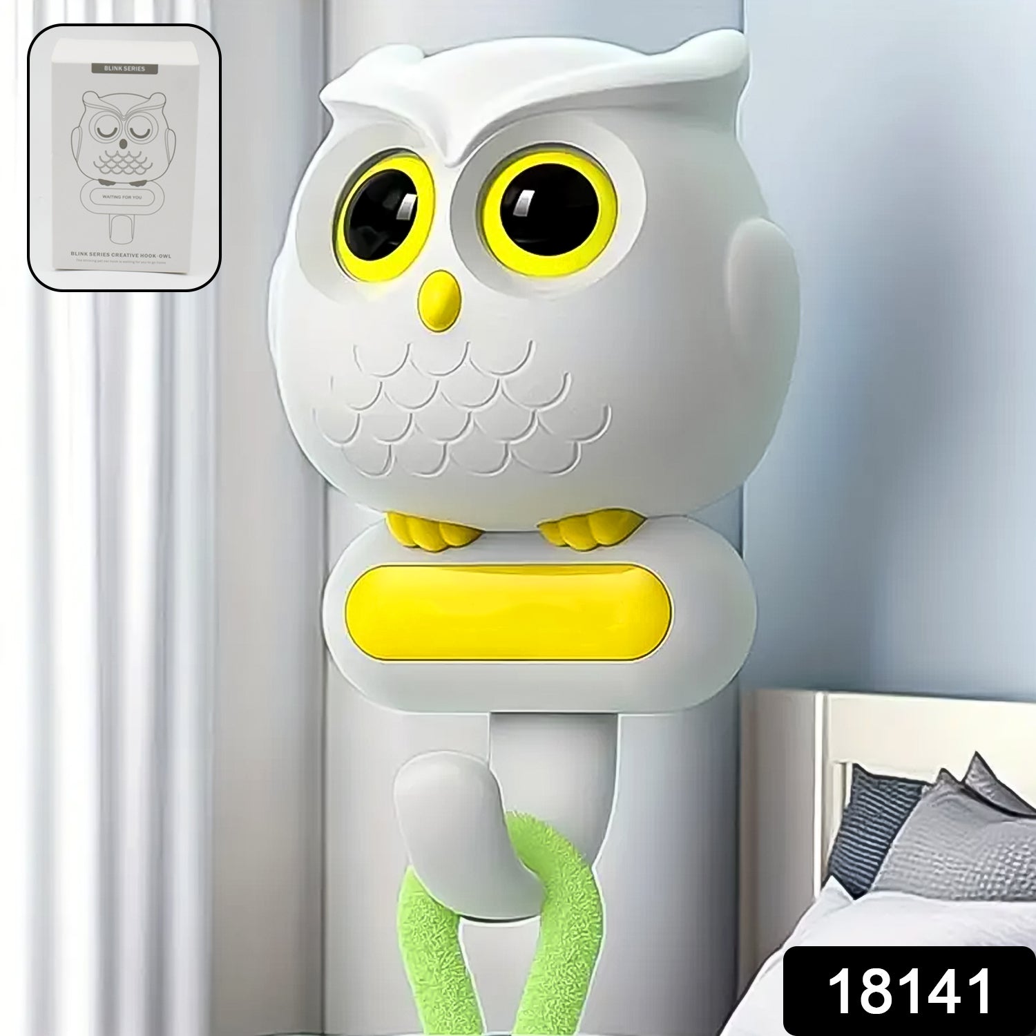 A charming self-adhesive wall hook featuring a cute bird design in a vibrant yellow colour.