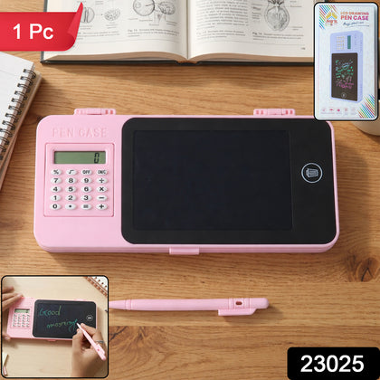 Multifunction LCD writing tablet pencil case with calculator closed view