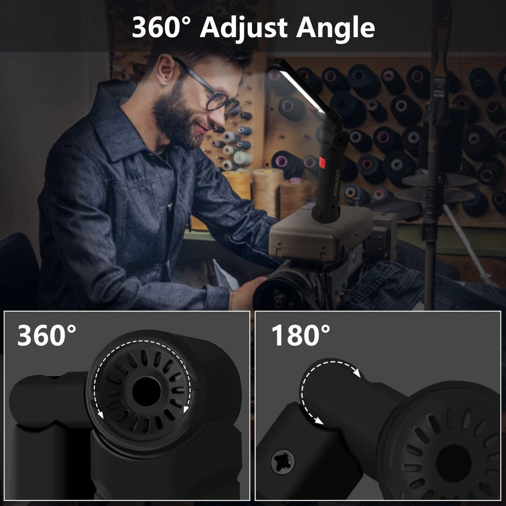 Rechargeable LED work light illuminating workspace