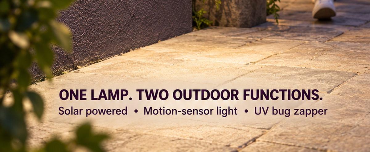 Solar Bug Zapper Outdoor Wall Light with Motion Sensor & UV Lamp — A+ usage
