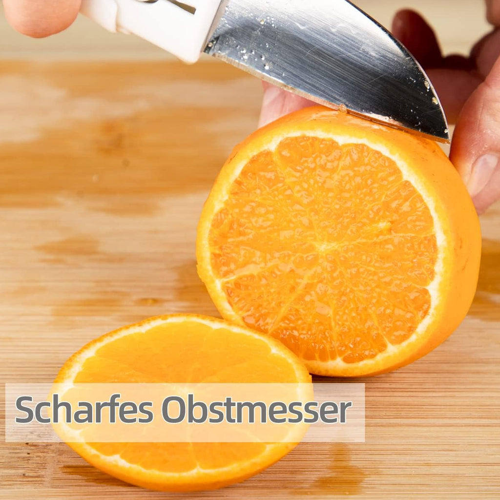 Close-up of the knife blade side of the Dual-use Knife Peeler, featuring sharp stainless steel.