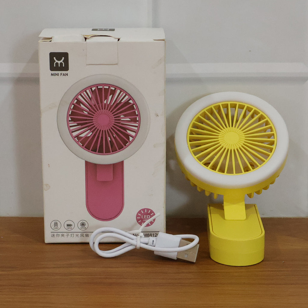 Compact portable mini fan with built-in LED light