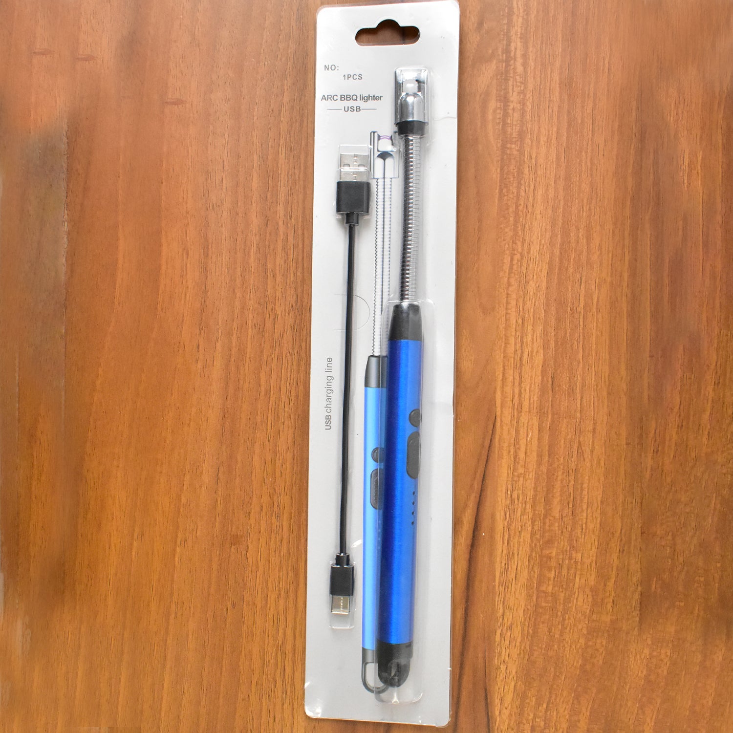 Compact rechargeable electric arc lighter with flexible metal neck
