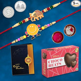 Kids Rakhi Combo – Elephant & Smiley Rakhis with Sweets | Wukusy