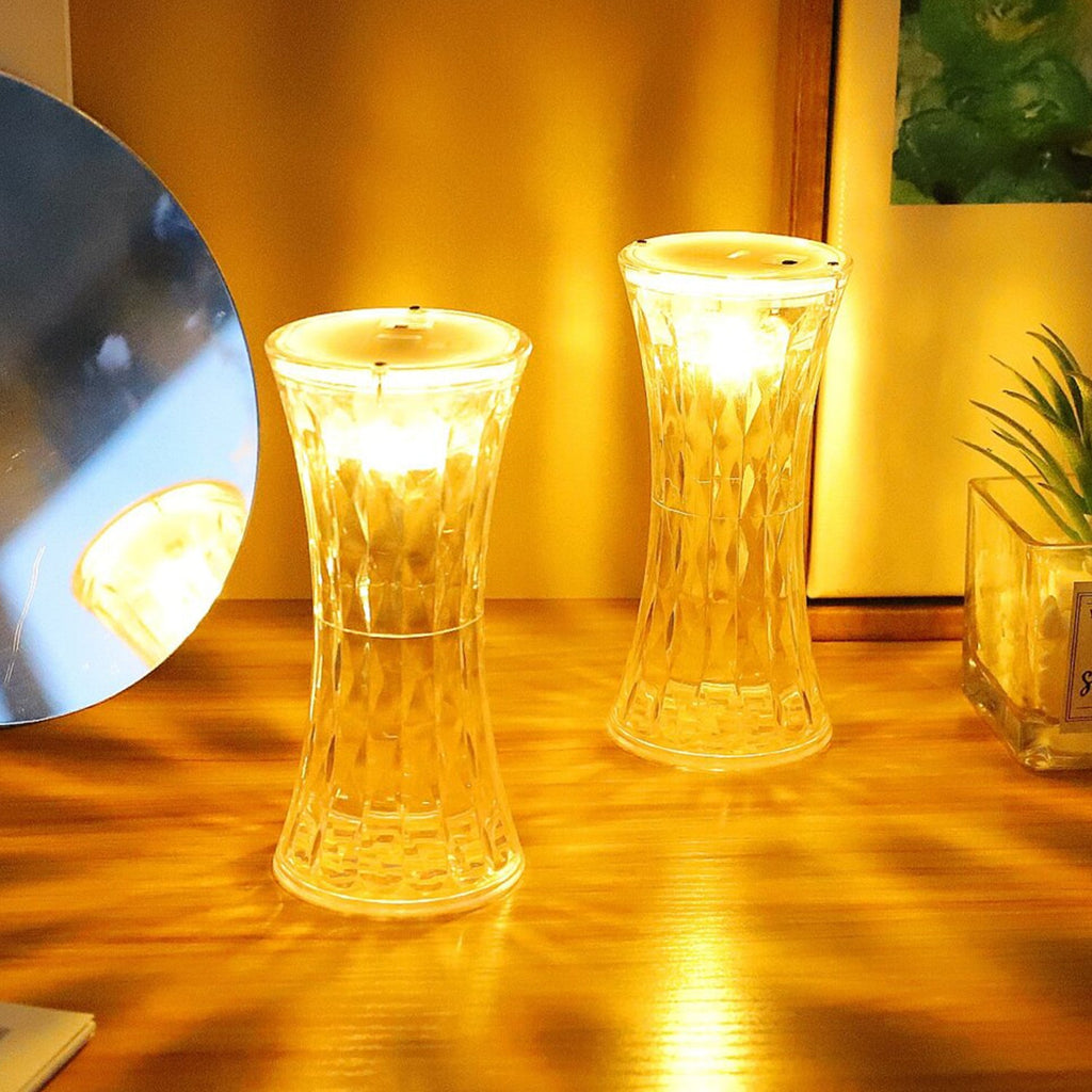 Crystal lamp providing gentle ambiance in a bedroom